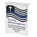 Dicksons Police Officer Strong And Courageous Black and Blue 3 x 4 Inch MDF Decorative Wall Tabletop Sign Plaque