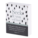 Dicksons Seek And You Will Find White And Black 3 x 4 Wood Distressed Finish Decorative Tabletop Plaque Home Décor