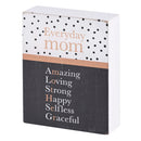 Dicksons Everyday Mom Amazing Loving Strong Happy Selfless Graceful White, Black, And Peach 3 x 4 Wood Distressed Finish Decorative Tabletop Plaque Home Décor