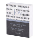 Dicksons Joy My Heart Trust In Him And Leaps With Joy White, Black, And Pastel Purple 3 x 4 Wood Distressed Finish Decorative Tabletop Plaque Home Décor