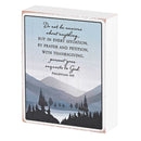Dicksons Do Not Be Anxious, Philippians 4:6, Blue/White 4 x 3 Inch MDF Wood Tabletop Block Sign Plaque
