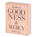 Dicksons Goodness And Mercy Follow Me, Psalm 23 Woodgrain 4 x 3 Inch MDF Wood Tabletop Block Sign Plaque