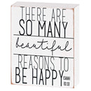 Dicksons Inspirational Christian Block Sign Tabletop Plaque 3 x 4 Inch MDF Reasons to be Happy