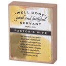 Dicksons Inspirational Christian Tabletop Plaque Block Sign Décor for Home 3 x 4 Inch MDF Pastor's Wife Appreciation Well Done Good and Faithful Servant
