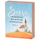 Dicksons Inspirational Christian Tabletop Plaque Block Sign Décor for Home 3 x 4 Inch MDF Church Serve One Another In Love