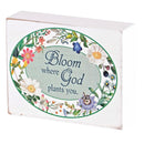 Dicksons Bloom Where God Plants You Green Floral 3 x 4 Inch MDF Decorative Tabletop Sign Plaque