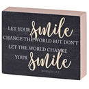 Dicksons Inspirational Christian Block Sign Tabletop Plaque 3 x 4 Inch MDF Smile Change the World