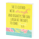 Dicksons She Is Clothed With Strength And Dignity Inspirational Decorative Yellow 10 x 8 MDF Tabletop Plaque
