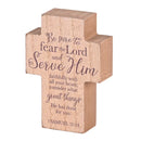 Dicksons Fear And Serve Him Faithfully Natural Brown Distressed 4 x 3 Inch MDF Decorative Tabletop Sign Plaque