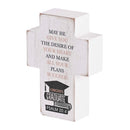 Dicksons May He Give You The Desire Of Your Heart White And Black 3 x 4 Wood Distressed Cross Shaped Decorative Tabletop Plaque Home Décor