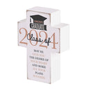 Dicksons Congrats Graduate Class of 2024 White and Black 3 x 4 Wood Distressed Cross Shaped Decorative Tabletop Plaque Home Décor