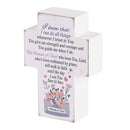 Dicksons I Know That I Can Do All Things White and Pastel Purple 3 x 4 Wood Distressed Cross Shaped Decorative Tabletop Plaque Home Décor