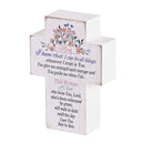 Dicksons Mom I Know That I Can Do All Things White and Pastel Purple 3 x 4 Wood Distressed Cross Shaped Decorative Tabletop Plaque Home Décor
