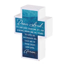 Dicksons If I Am Lost Lead Me Light and Love White and Blue 3 x 4 Wood Distressed Cross Shaped Decorative Tabletop Plaque Home Décor