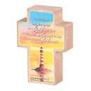 Dicksons Light Believes Darkness - John 12:46, Multicolor 3.88 x 2.75 Inch MDF Wood Tabletop Block Cross Sign Plaque