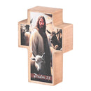 Dicksons Lord Is Shepherd - Psalm 23, Brown 3.88 x 2.75 Inch MDF Wood Tabletop Block Cross Sign Plaque