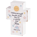Dicksons Children Are A Gift From The Lord, Psalms 127:3, Multicolor 3.88 x 2.75 Inch MDF Wood Tabletop Block Cross Sign Plaque