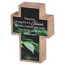 Dicksons Christ The New Creation - 2 Corinthians 5:17-4 x 2.75 Inch Brown/Green MDF Wood Tabletop Block Cross Sign