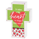 Dicksons Inspirational Christian Cross Block Sign Tabletop Plaque 2.75 x 3.75 Inch MDF Teacher Takes a Big Heart