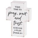 Dicksons Inspirational Christian Cross Block Sign Tabletop Plaque 2.75 x 3.75 Inch MDF Take Time to Pray