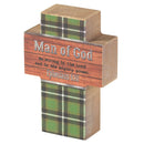 Dicksons Man of God Green Plaid 4 x 3 MDF Table Top Block Cross