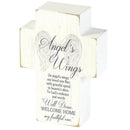Dicksons Angel's Wings Bereavement White 4 x 3 MDF Table Top Block Cross