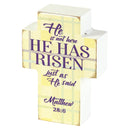 Dicksons He is Not Here He is Risen Yellow 4 x 3 MDF Table Top Block Cross