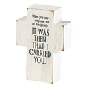 Dicksons Footprints Classic White 2.75 x 4 Inch Wood Distressed Table Top Cross