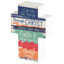 Dicksons Can Do All Things Through Christ Colorful 4 inch Wood Table Top Cross