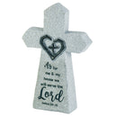 Dicksons As for Me and My House Heart Laser Engraved Smooth Finish Weathered Edges Grey 4 x 7 Resin Tabletop Cross