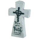 Dicksons for We Walk by Faith Not by Sight Smooth Finish Weathered Edges Grey 4 x 7 Resin Tabletop Cross