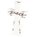 Dicksons Grace Distressed White Enamel Look 7 inch MDF Tabletop Cross