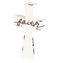 Dicksons Faith Distressed White Enamel Look 7 inch MDF Tabletop Cross