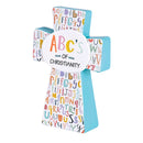 Dicksons Abc's of Christianity White and Sky Blue 6 x 4 Resin Wedge Shaped Cross Decorative Tabletop Plaque Home Décor