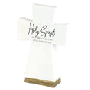 Dicksons We Welcome You Into Our Home Woodgrain Base Engraved Decorative White 6 x 3 Resin Tabletop Cross
