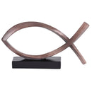 Dicksons Ichthys Ichthus Jesus Fish - 8 x 4 Inch Brown and Black Resin Tabletop Figurine