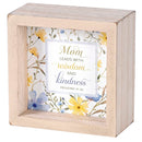 Dicksons Inspirational Christian Tabletop Plaque Double Sided Block Sign Décor for Home 4 x 4 Inch Wood Floral Mom Leads With Wisdom and Trust in the Lord