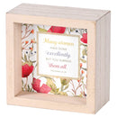 Dicksons Inspirational Christian Tabletop Plaque Double Sided Block Sign Décor for Home 4 x 4 Inch Wood Floral You Surpass Them All and Wise Words Kind Heart