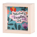 Dicksons Motherhood Is Kingdom Work Proverbs 22:6 Pink and Teal Wood Double Sided Tabletop Block Sign 4 x 4 Inch