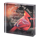 Dicksons Cardinal - Then Sings My Soul, Multicolor 3 x 3 Inch Glass Tabletop Sign Plaque,