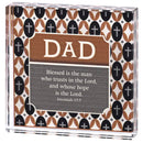 Dicksons Inspirational Christian Tabletop Plaque Block Sign Décor for Home 3 x 3 Inch Glass Dad Blessed Is the Man