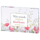 Dicksons Inspirational Christian Tabletop Plaque Block Sign Décor for Home 2.5 x 4 Inch Glass Floral Wise Words Kind Heart