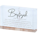 Dicksons Baptized In Christ - Romans 15:13 4 x 2.5 Inch White Glass Confirmation Tabletop Block Sign
