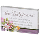Dicksons The Reunion Heart - 4 x 2.5 Inch Mauve Purple Glass Tabletop Block Sign