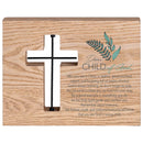Dicksons Dear Child Of God - Leaf Accent - 7 x 5.5 Inch Brown MDF Wood and Metal Cross Wire Tabletop Plaque