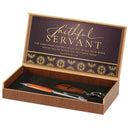 Dicksons Faithful Servant Burgundy 7 x 4 Metal Pen and Key Chain Boxed Gift Set