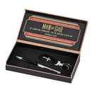 Dicksons Man Of God Strong Courageous Black And Silver 7.5 x 3.75 Metal And Wood And Vinyl Pen Key Set With Decorative Box