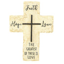 Dicksons Faith Hope Love The Greatest Yellow 10 x 7.25 Resin Decorative Wall Cross