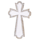 Dicksons Distressed Cross, White Wash/Brown 6.75 x 4.25 Inch Resin Wall Art Plaque