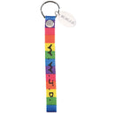 Dicksons W.W.J.D Rainbow Colors 10 Inches In Length Woven Polyester Wristlet Key Ring Keychain